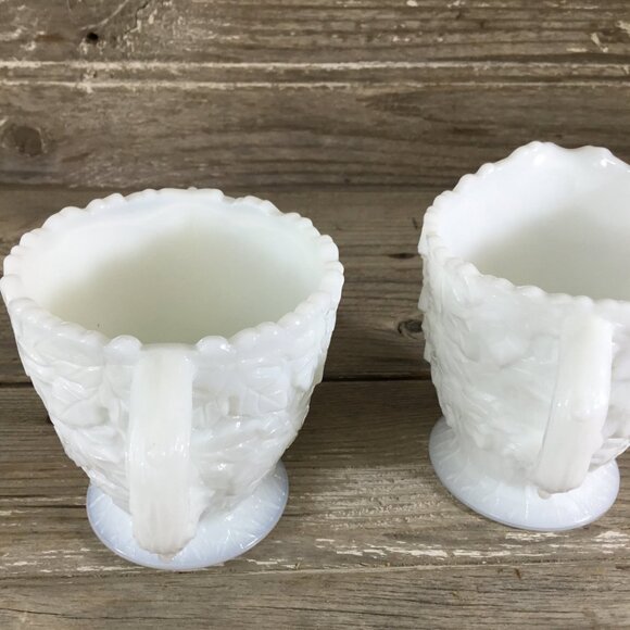 Westmoreland Bramble Maple Leaf Milk Glass Sugar and Creamer - Picture 7 of 10